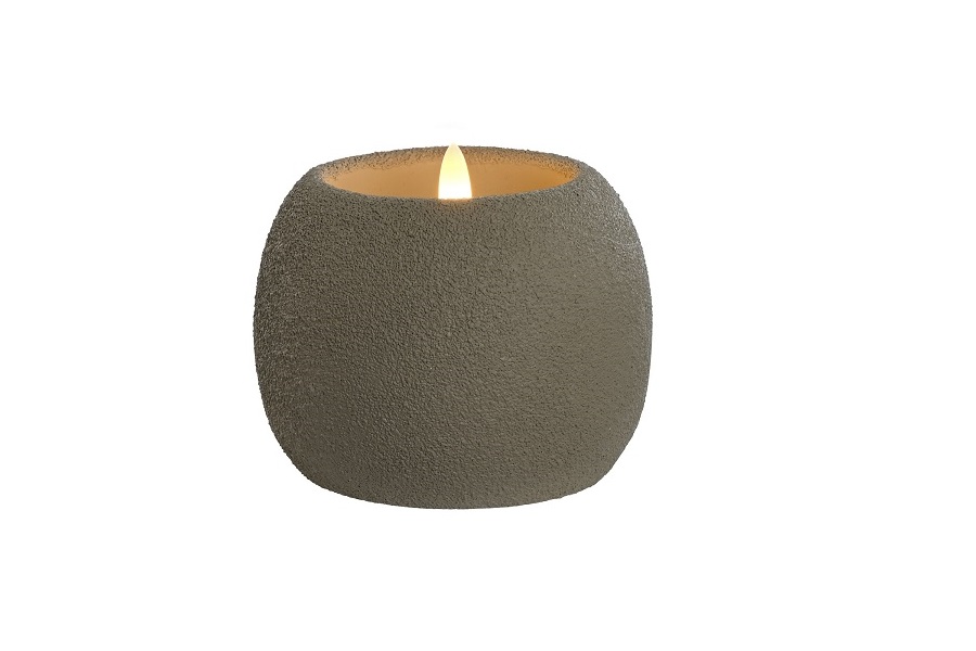 VELA LED CERA CEMENTO 9.5X9.5X9.5CM